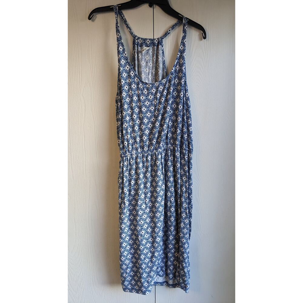 Old Navy Women's Blue White Sleeveless Round Neck Midi Dress Size XL/TG
